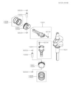 Piston And Crankshaft Diagram and Parts List for FS600V-DS34  Cub Cadet Engine